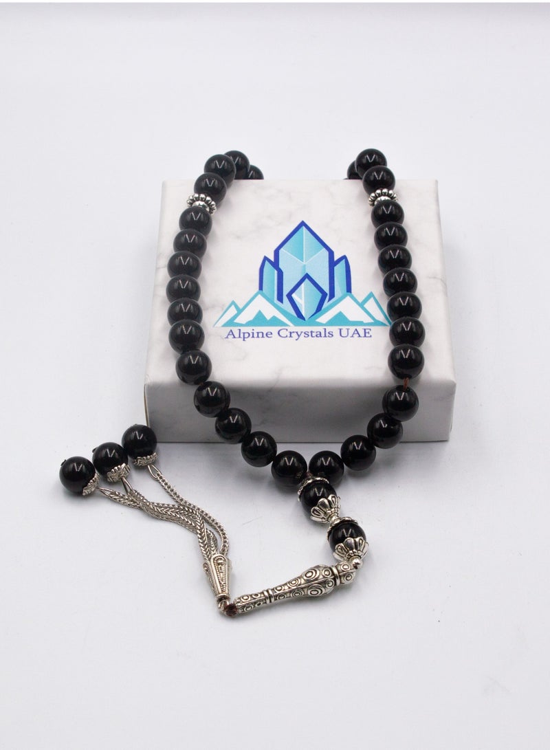 Alpine Crystals UAE Natural Crystal Black Onyx Crystals Tasbih Prayer Beads (10mm – 33 beads) - Image 4