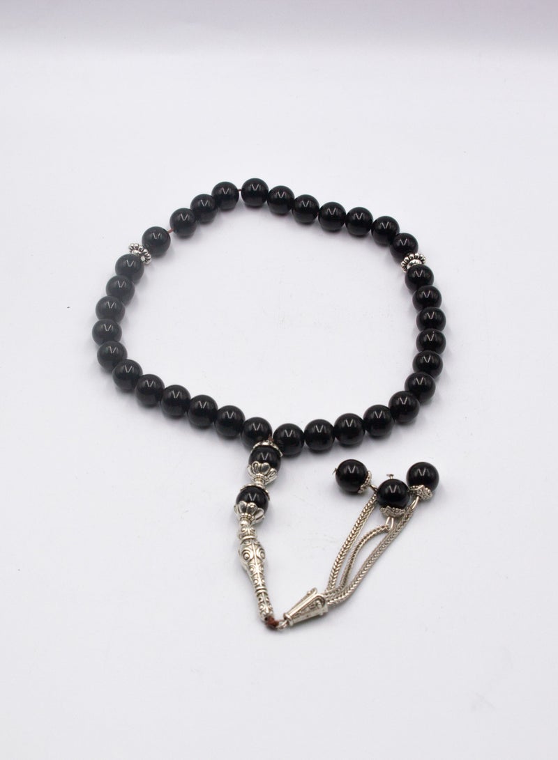 Alpine Crystals UAE Natural Crystal Black Onyx Crystals Tasbih Prayer Beads (10mm – 33 beads) - Image 1