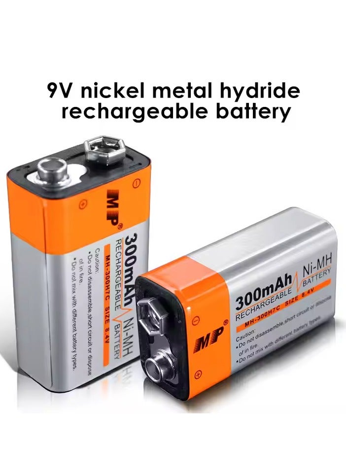 أم بي بطارية قابلة لإعادة الشحن 9V 6F22 300mAh Ni-MH – صديقة للبيئة وعالية الأداء – للألعاب والإلكترونيات والأنظمة الشمسية والمزيد  - Image 3