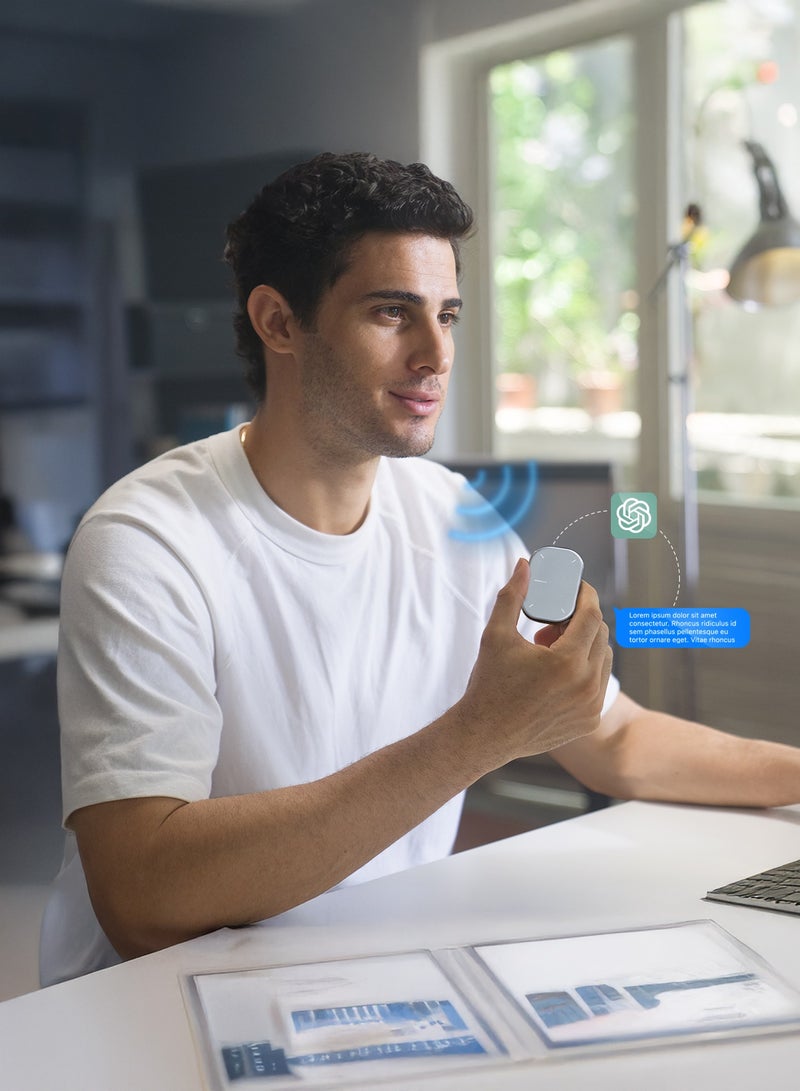 porodo Vireo Smart Wireless Mouse with Spotlight Indicator Light & Touchpad / Dual Device Connectivity / Adjustable DPI / Windows & MacOS Compatibility / 20 Days Working Time / Detachable Design / Desktop & Air Mouse / Suitable for Presentation - Grey - Image 2