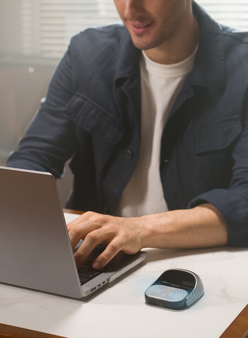 porodo Vireo Smart Wireless Mouse with Spotlight Indicator Light & Touchpad / Dual Device Connectivity / Adjustable DPI / Windows & MacOS Compatibility / 20 Days Working Time / Detachable Design / Desktop & Air Mouse / Suitable for Presentation - Grey - Image 4