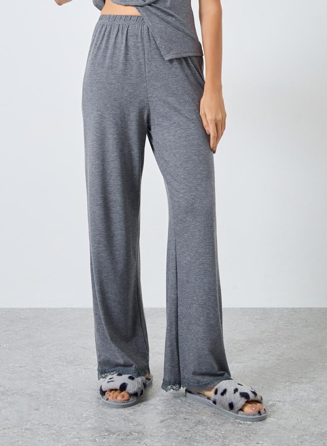 Styli Wrap Button Waist Lace Detail Top and Pyjama Set - Image 4