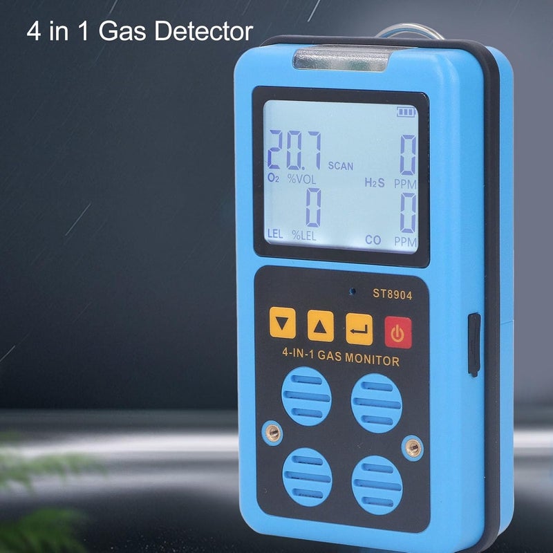 4 in 1 Gas Detector, CO, H2S, LEL and O2, Portable Clip 4 Gas Monitor, LCD Display Rechargeable 4 Gas Meter with Sound Light Vibration Alarm, Accurate Measurement - Image 2