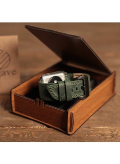 Vagave Apple Watch Compatible Crazy Leather Band with Oval End 42 44 45 mm  - Image 1