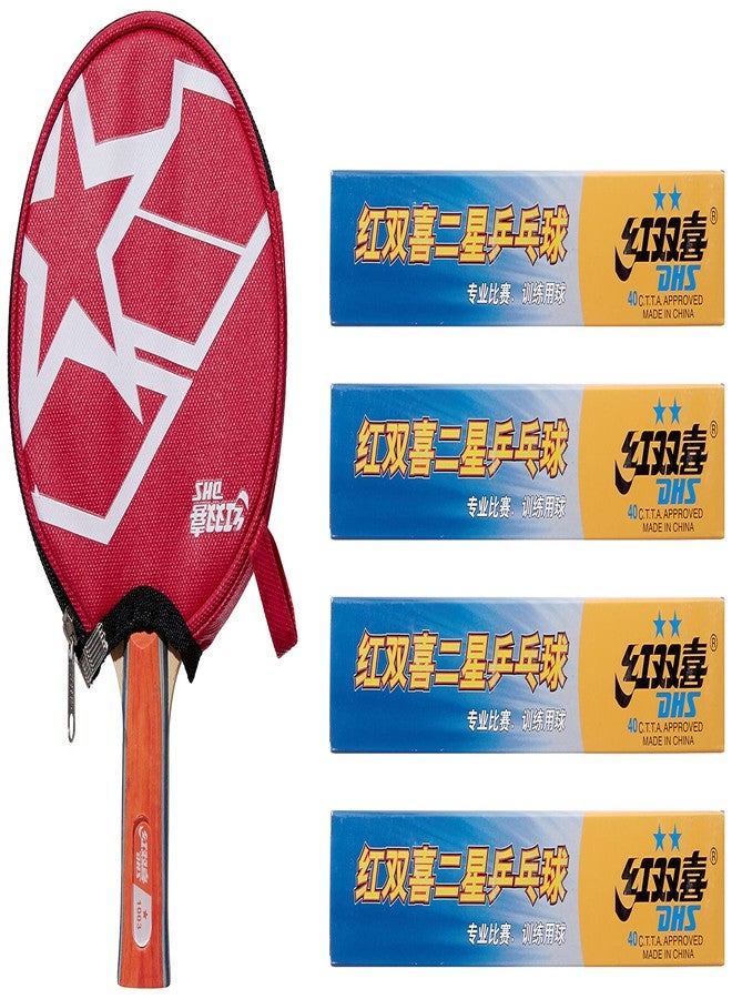 دي إتش أس مضرب تنس الطاولة A1003 DHS مع كرة تنس الطاولة DHS 40 مم نجمتين برتقالي (علبة من 24 قطعة) - Image 3