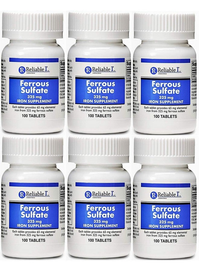 Reliable-1 Laboratories Ferrous Sulfate Iron 325 mg Generic for Feosol 100 Tablets PACK of 6  - Image 1