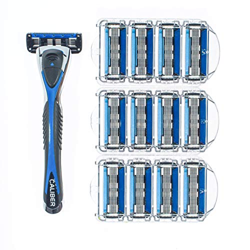 Personna Mens 5 Blade Razor System Mens Shaving Razors Razor Handle with 12 Replacement Cartridges
