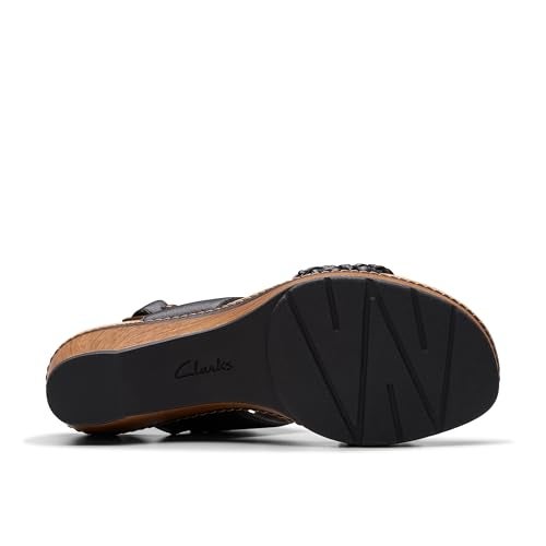 clarks صندل كلاك للنساء سيانا ستيب ويدج، جلد أسود، 6.5 - Image 4