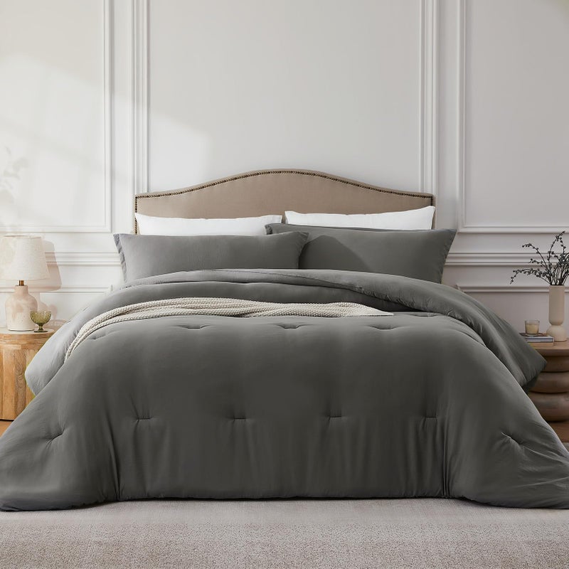 Quataly Full Comforter Sets Grey3PCS Soft Lightweight Breathable Bedding Comforter Sets for All Season Full Size8286 Comforter  2 Pillowcases