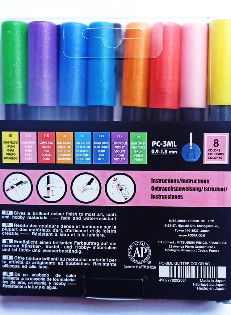 بوسكا مجموعة أقلام تلوين بوسكا اللامعة - 3 مل - 8 ألوان - Image 2