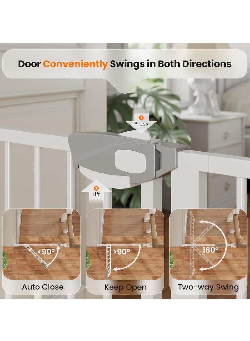 LO.BABY.VE Auto Close Safety Baby Gate, Extra Wide Baby and Pet Safety Gate, Maximum Width 120 cm, with 7 cm, 10 cm, 20 cm Extensions, Suitable for Stairs and Doorways - Image 2