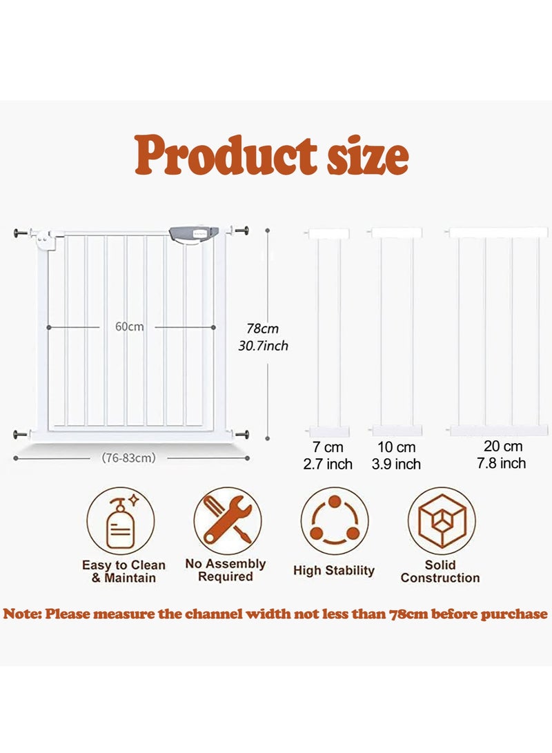 LO.BABY.VE Auto Close Safety Baby Gate, Extra Wide Baby and Pet Safety Gate, Maximum Width 120 cm, with 7 cm, 10 cm, 20 cm Extensions, Suitable for Stairs and Doorways - Image 3