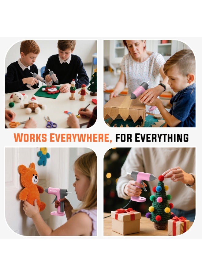 كاترك طقم مسدس غراء ساخن لاسلكي، تسخين سريع في 30 ثانية، مسدس غراء صغير مع 20 عصا غراء، صغير الحجم وقابل للحمل مع بطارية مدمجة 2500 مللي أمبير/ساعة، إيقاف تلقائي، مثالي للأعمال اليدوية والمدرسة والإصلاحات (وردي) - Image 2
