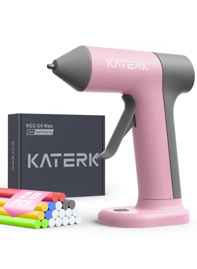 كاترك طقم مسدس غراء ساخن لاسلكي، تسخين سريع في 30 ثانية، مسدس غراء صغير مع 20 عصا غراء، صغير الحجم وقابل للحمل مع بطارية مدمجة 2500 مللي أمبير/ساعة، إيقاف تلقائي، مثالي للأعمال اليدوية والمدرسة والإصلاحات (وردي) - Image 1