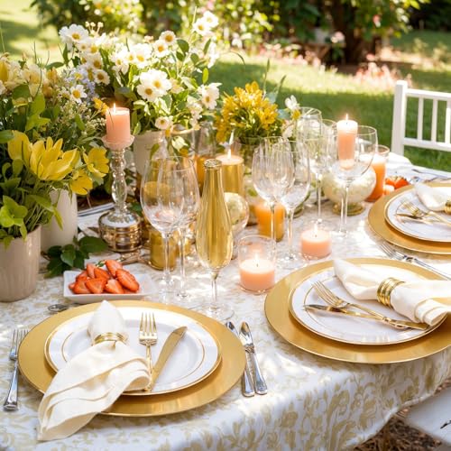 ejonirinjonir 13 Inch Gold Charger Plates,50pcs Charger Plates Bulk,Chargers for Dinner Plate,Plastic Chargers Plate for Wedding,Party - Image 4