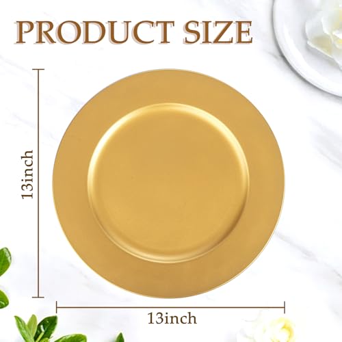ejonirinjonir 13 Inch Gold Charger Plates,50pcs Charger Plates Bulk,Chargers for Dinner Plate,Plastic Chargers Plate for Wedding,Party - Image 2