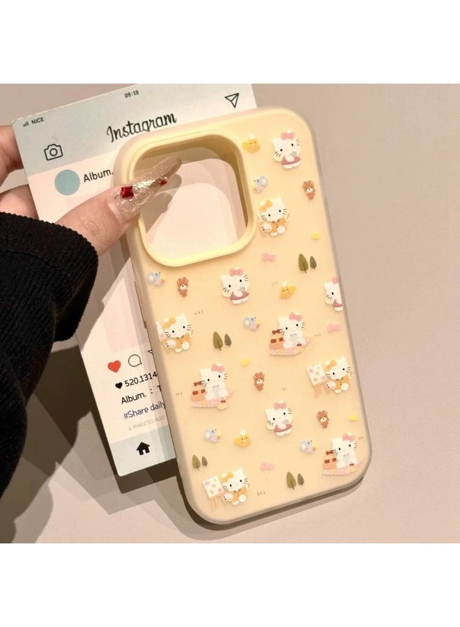 NIBEMINENT Kitty Cat Protective TPU Case Cover For iPhone 15 Plus, Yellow
