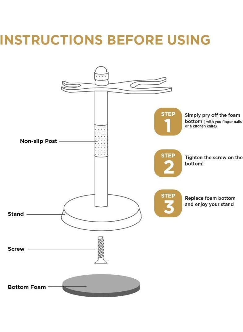 Perfecto Deluxe Chrome Razor and Brush Stand - The Best Safety Razor Stand. This Will Prolong The Life of Your Shaving Brush, metal - Image 3