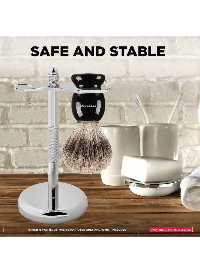Perfecto Deluxe Chrome Razor and Brush Stand - The Best Safety Razor Stand. This Will Prolong The Life of Your Shaving Brush, metal - Image 5