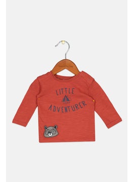 Toddlers Boy Long Sleeve Graphic Top, Rust Combo