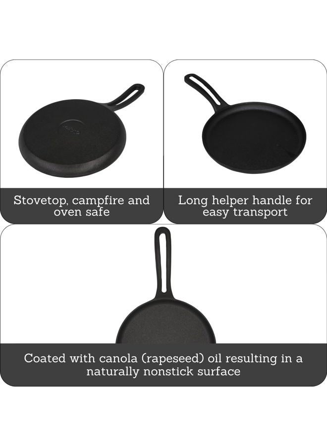 Mirro 6.5'' Cast Iron Mini Griddle, Pre-seasoned Oven Safe Cookware for Camping, Indoor and Outdoor use, Black, 6.5" - Image 2