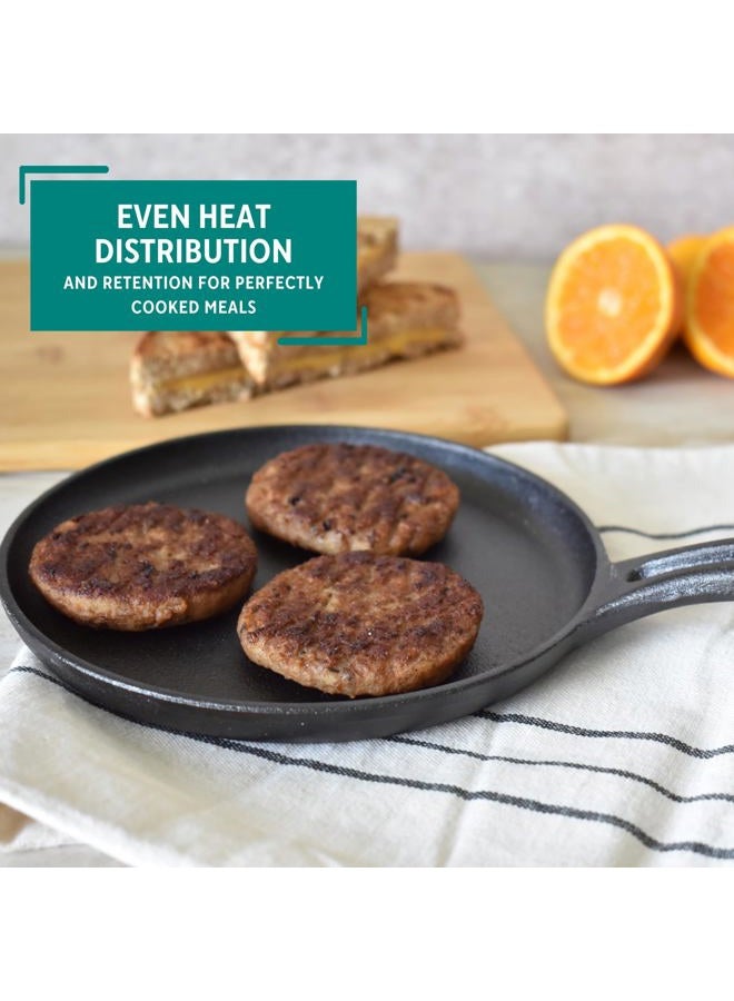 Mirro 6.5'' Cast Iron Mini Griddle, Pre-seasoned Oven Safe Cookware for Camping, Indoor and Outdoor use, Black, 6.5" - Image 5