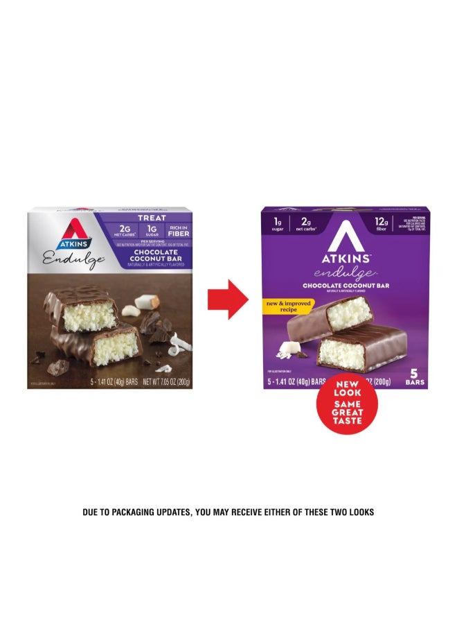 Atkins Endulge Chocolate Coconut Bar 5 Bars 1.41 oz (40 g) Each - Image 4