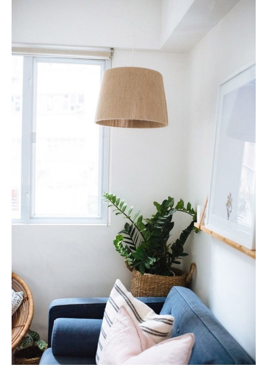 Mammoly - Wicker Bohemian Chandelier, Rustic Chandelier, Jute Chandelier, Natural Chandelier, Wicker Braid Chandelier Khaki 35 x 90 E27 Rustic 1 - Image 1