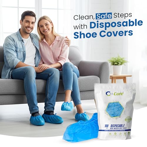 C-Cure® Disposable Shoe Cover Non Woven Anti Slip,Durable & Water Resistant (Not Water Proof), Hospital & Home Use Shoe Covering for Cleanliness | Free size, Blue (200, Blue) - Image 5