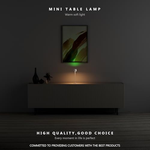 Timjorman Compact Cordless Table Lamp, Rechargeable LED Night Light, Dual Light Source (RGB Top & Warm Bottom), Touch Control & Timer, Metal Lamp for Bedroom & Kids Room (Greige 1PACK) - Image 2