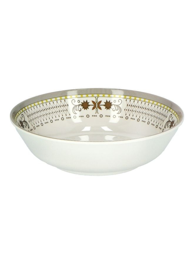 DELCASA Serving Bowl White/Brown 8.5inch - Image 1