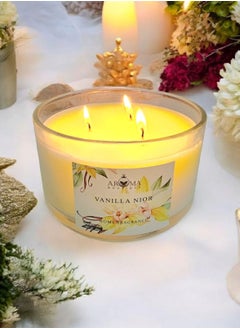 Aroma Scented Candle In A Luxurious Large Glass Jar With 3 Wicks  Vanilla Scent  - Image 1