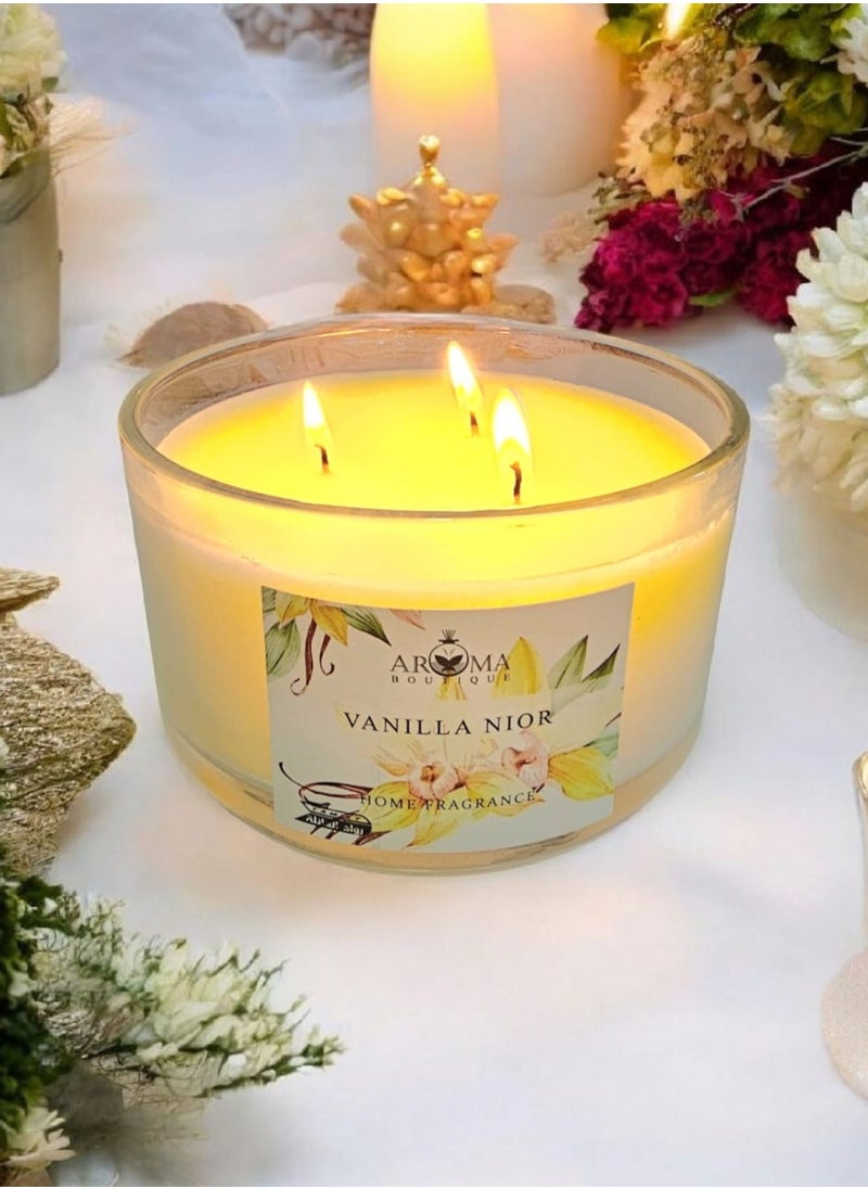 Aroma - Scented Candle In A Luxurious Large Glass Jar With 3 Wicks  Vanilla Scent - Image 1