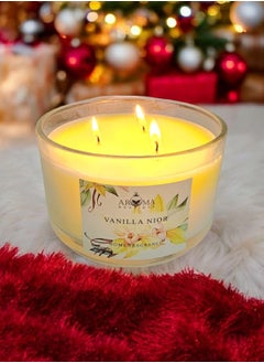 Aroma Scented Candle In A Luxurious Large Glass Jar With 3 Wicks  Vanilla Scent  - Image 3