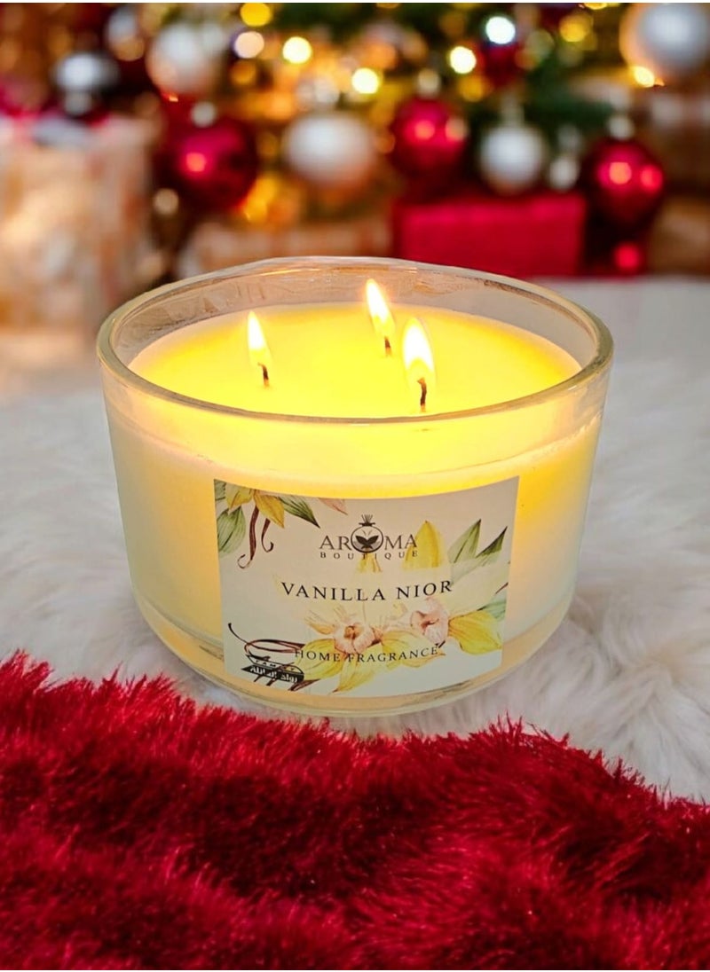 Aroma - Scented Candle In A Luxurious Large Glass Jar With 3 Wicks  Vanilla Scent - Image 1