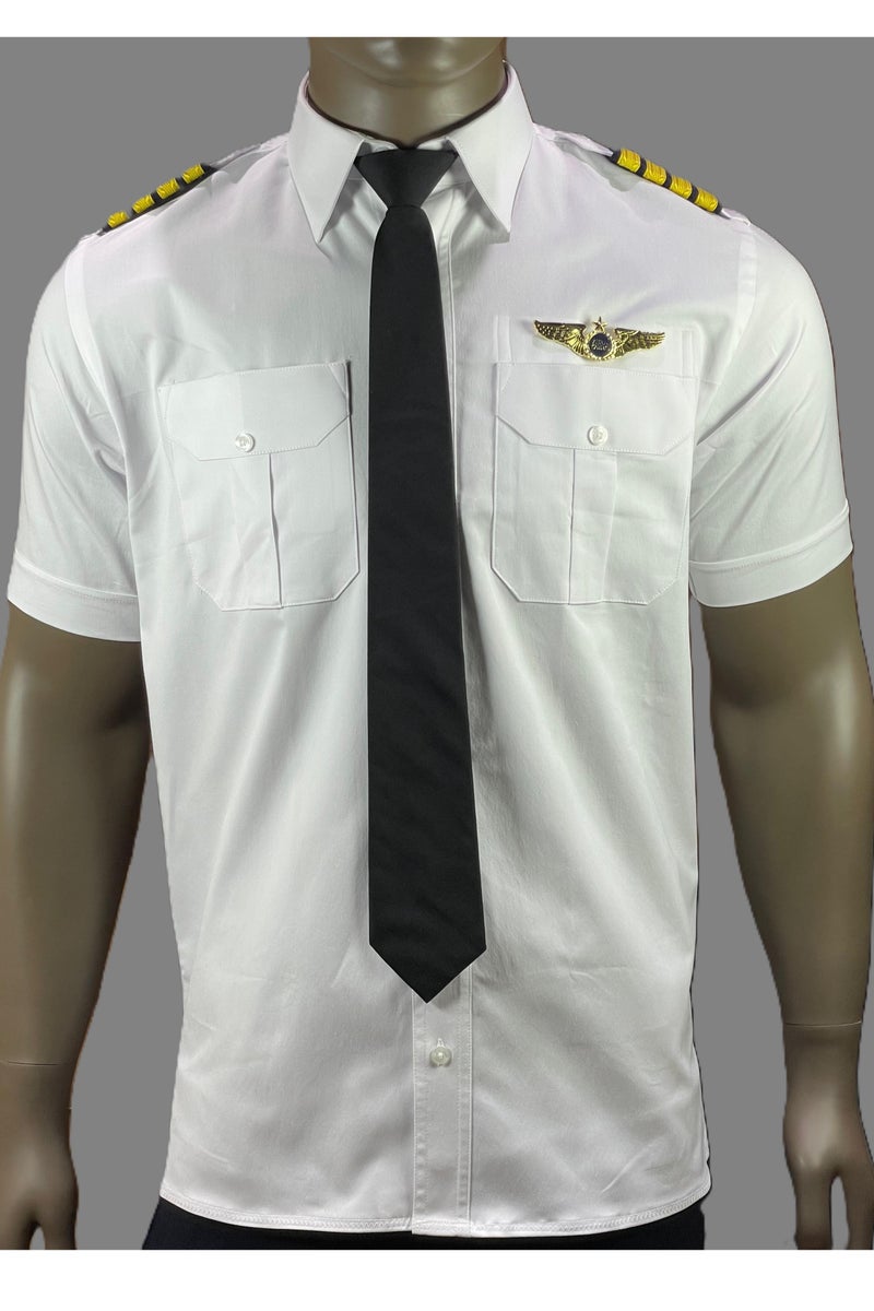 Pro Pilot zone Men’s Short Sleeve Pilot Shirt – American Original – White  - Image 1