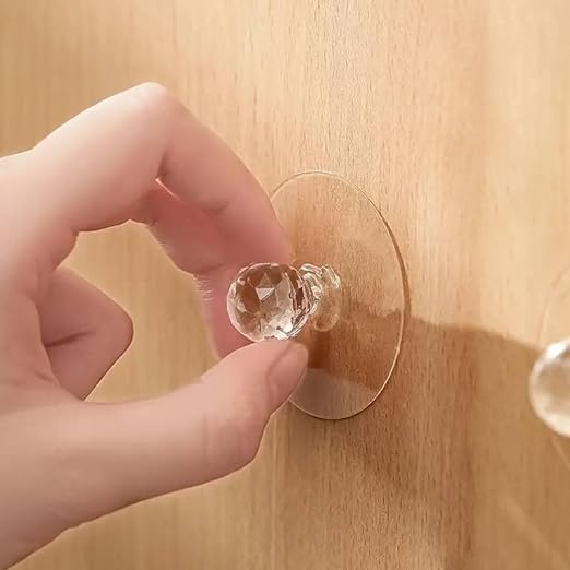 Ranjkri Diamond Crystal Shaped Strong Sticker Sticky Heavy Duty Wall Hooks for Hanging HomeKitchen Bathroom Key Frame Holders Hanging Hook TransparentDaimond Hook 500 - Image 3