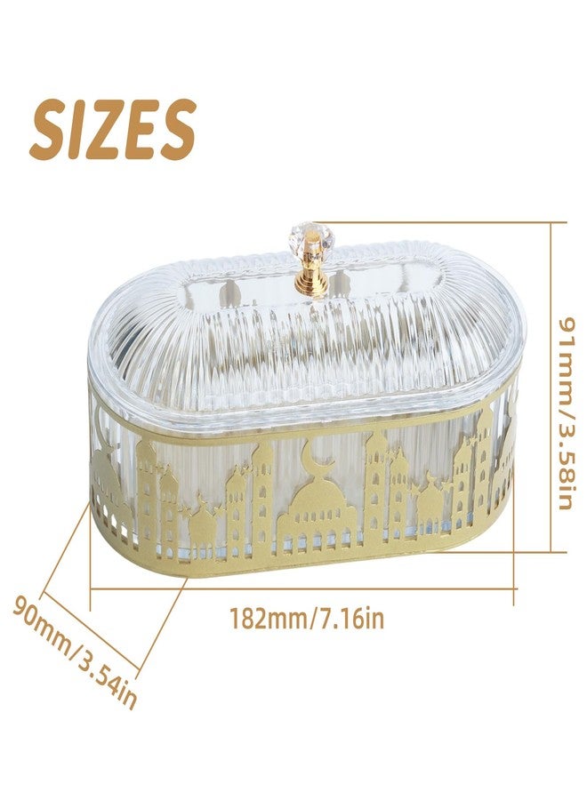 YXQ 2 Pcs Ramadan Trays with Lid - Metal Gold Tone Ramadan Decoration, Elegant Middle Eastern Design for Eid Celebrations and Festive Gatherings - Image 2