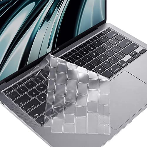 ProElife Keyboard Cover Skin for 2021 2020 MacBook Air 13 inch Apple M1 Chip A2337 / A2179 (Touch ID & U.S Enter) Keyboard Accessories Ultra Thin TPU Protector (Transparent Clear) - Image 1