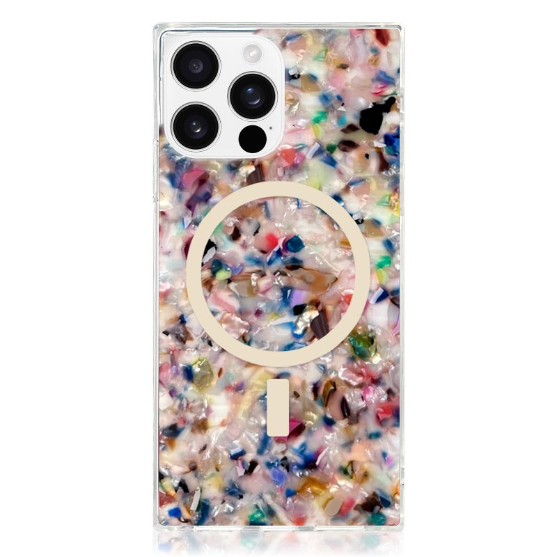 Flaunt Official Square Protective Case - Compatible with iPhone 16 Pro - Compatible with MagSafe & Wireless Charging - Drop-Tested & Shockproof - (Rainbow Confetti Tortoise Shell) - Image 1