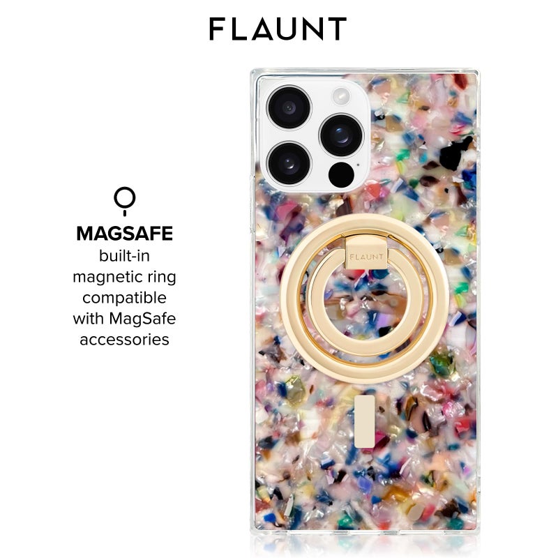 Flaunt Official Square Protective Case - Compatible with iPhone 16 Pro - Compatible with MagSafe & Wireless Charging - Drop-Tested & Shockproof - (Rainbow Confetti Tortoise Shell) - Image 5