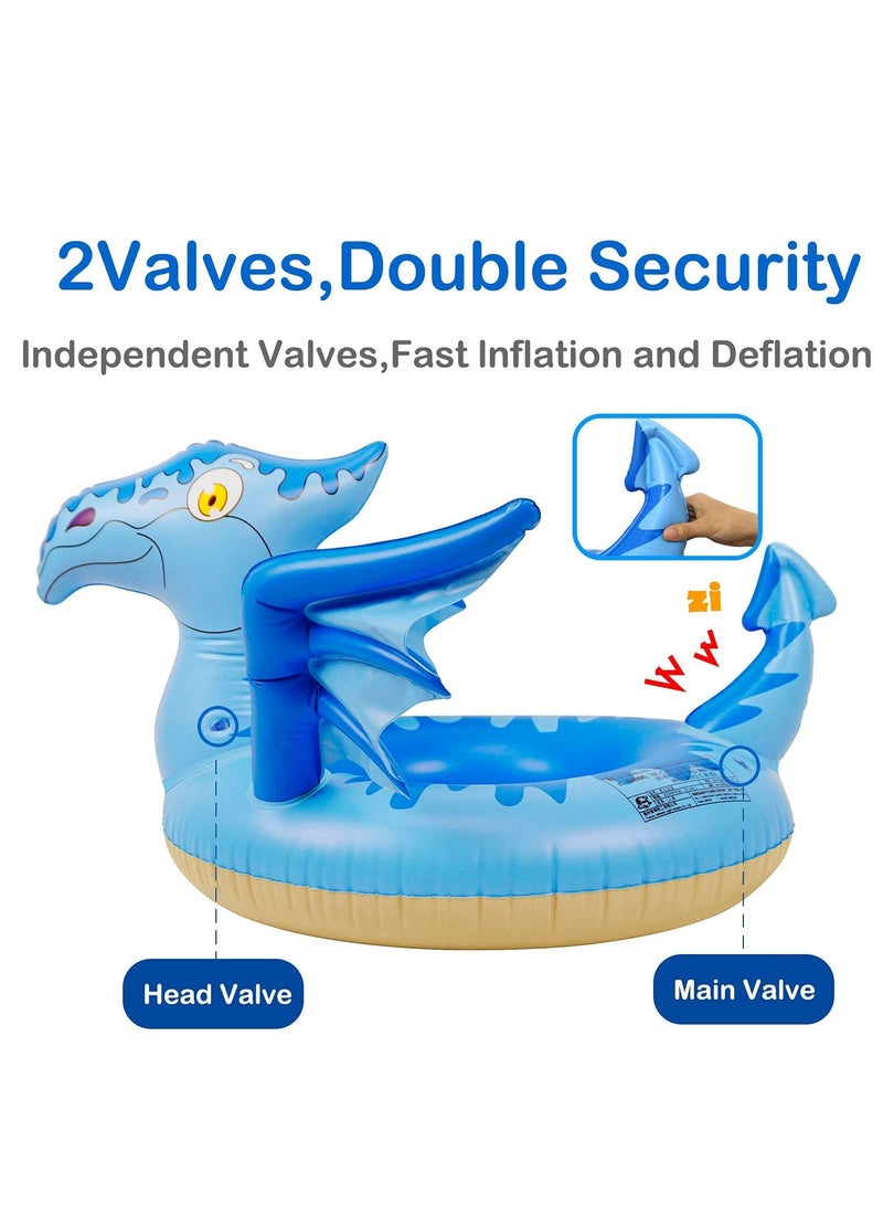 SYOSI Swim Rings for Adults & Kids, Dinosaur Swimming Pool Rings for Kids, Floaties Inflatable Toy Fun Party Swimming Pool Floats with a Zizi Sound Learn to Swim Water Pool Foats - Image 2
