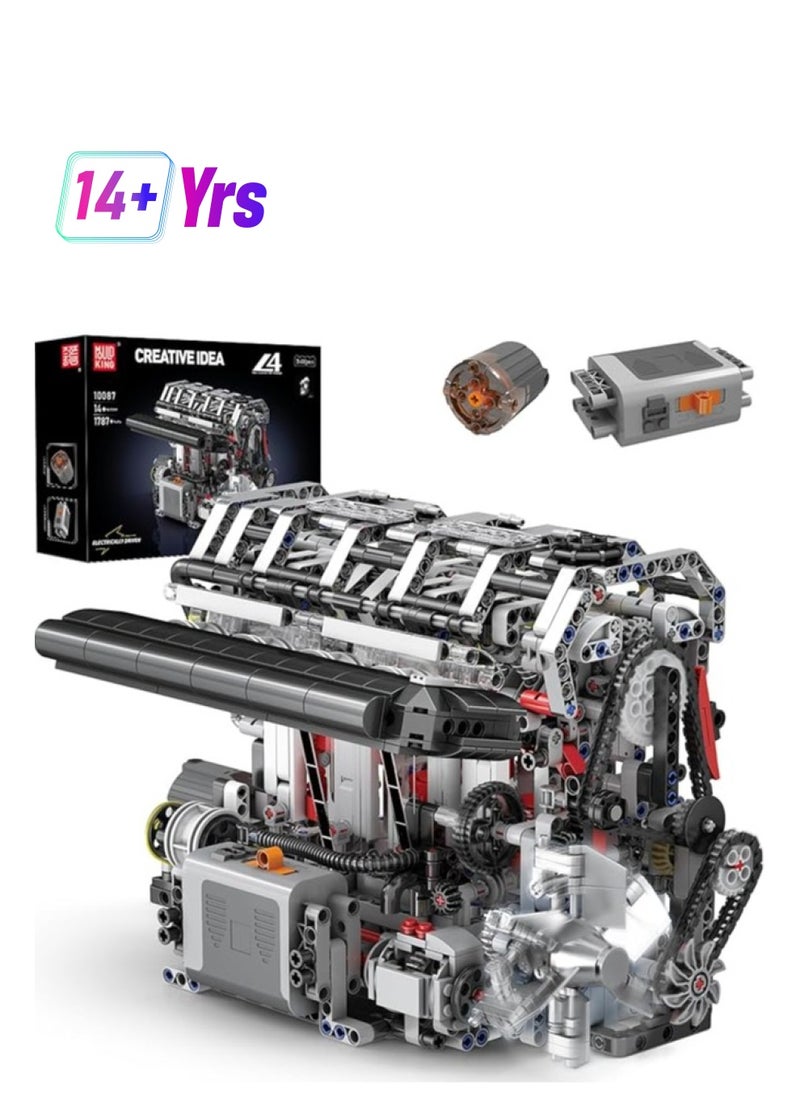 mould king 10087 Educational L4 Gasoline Engine Building Blocks Kit - 1787 Pieces to Build Your Own Mini Engine That Work - DIY STEM Project for Kids, Teens, & Hobby Kit for Adults  - Image 1