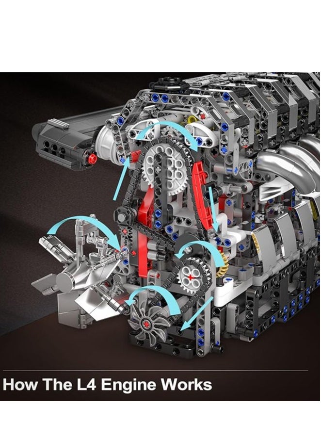 10087 Educational L4 Gasoline Engine Building Blocks Kit to Build Your Own Mini Engine That Work - DIY STEM Project for Kids, Teens, & Hobby Kit for Adults