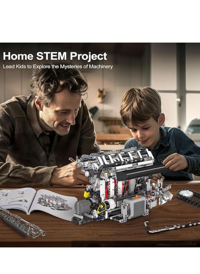 mould king 10087 Educational L4 Gasoline Engine Building Blocks Kit - 1787 Pieces to Build Your Own Mini Engine That Work - DIY STEM Project for Kids, Teens, & Hobby Kit for Adults  - Image 5