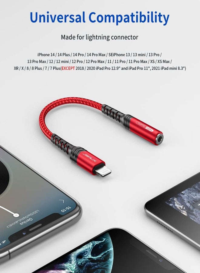JSAUX Headphone Adapter for iPhone Lightning to 3.5mm Adapter [Apple MFi Certified] Compatible with iPhone 14 Pro Max/14 Plus/13 12 11 Pro Max/SE/XS-Red - Image 4