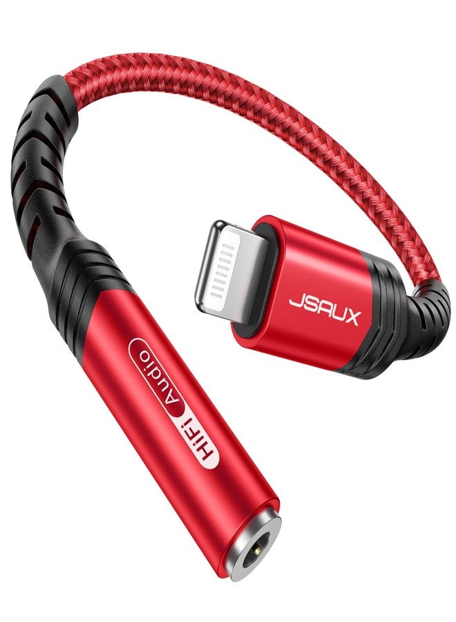 JSAUX Headphone Adapter for iPhone Lightning to 3.5mm Adapter [Apple MFi Certified] Compatible with iPhone 14 Pro Max/14 Plus/13 12 11 Pro Max/SE/XS-Red - Image 1