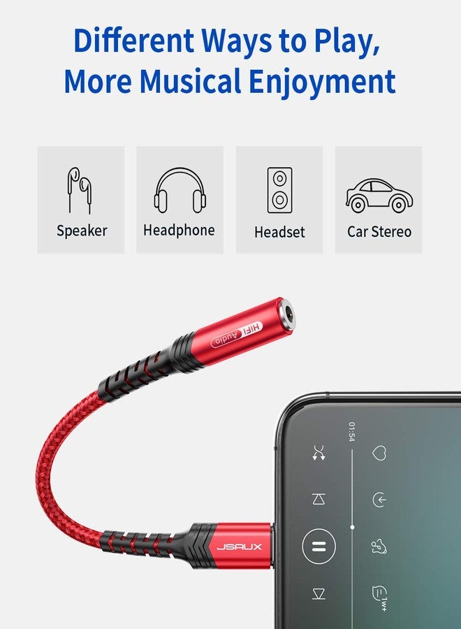 JSAUX Headphone Adapter for iPhone Lightning to 3.5mm Adapter [Apple MFi Certified] Compatible with iPhone 14 Pro Max/14 Plus/13 12 11 Pro Max/SE/XS-Red - Image 3