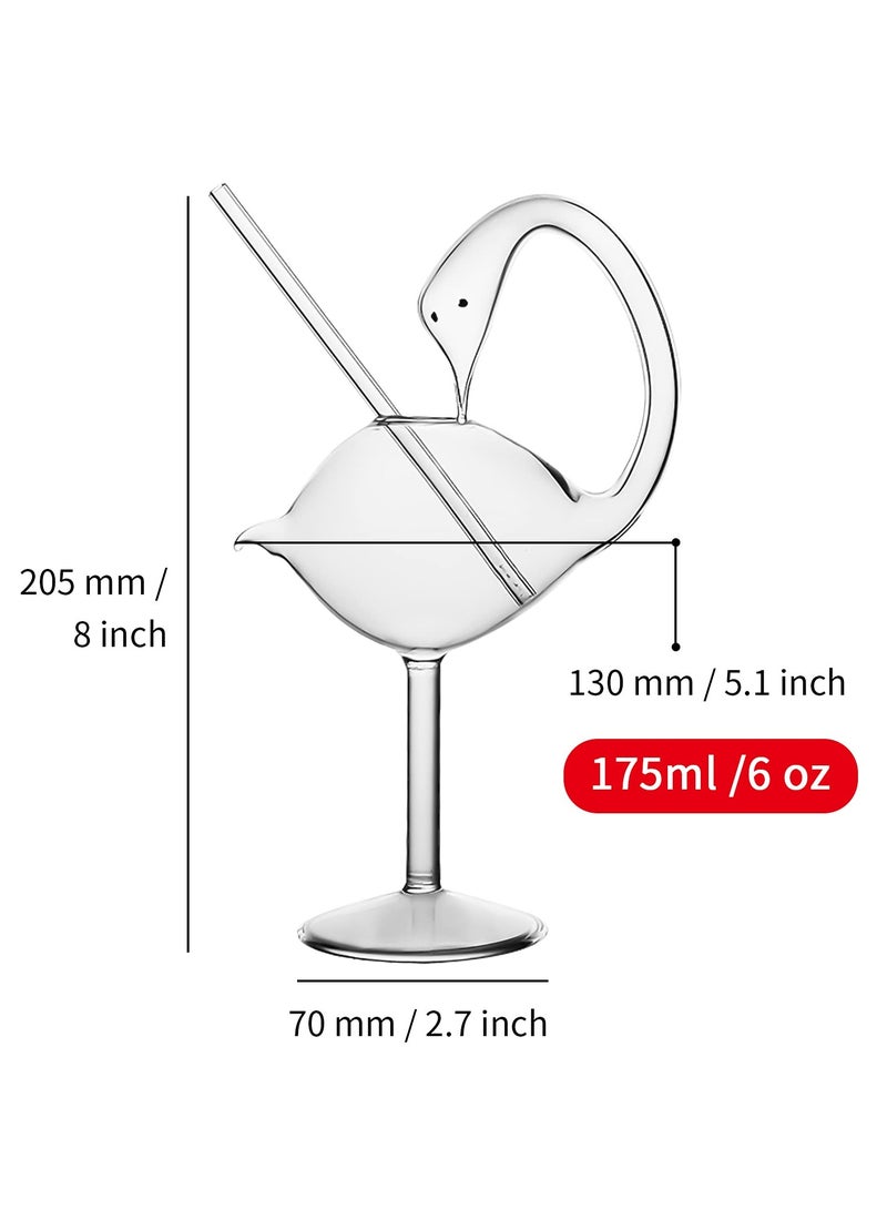 SYOSI 1 Set Cocktail Wine Glass 6oz/175ml Unique Champagne Coupe Glass Swan Shape Martini Goblet Cups - Image 2