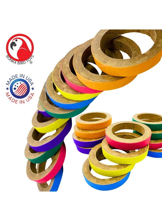 Bonka Bird Toys Bonka Bird Toys 2113 Pk12 Chew Bagels, 12-Pack, 2.75" Diameter, Colorful Compressed Cardboard Rings for Chewing, Foraging, and Cage Enrichment, Safe for Parrots, Parakeets, Cockatiels, and Conures - Image 2